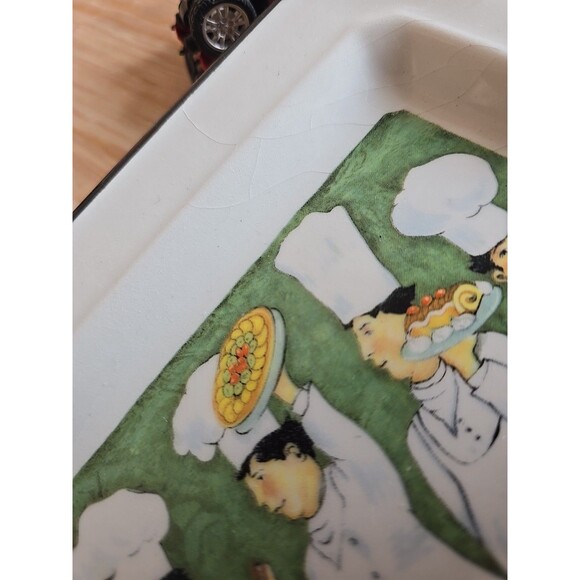 Vintage Italian Brunelli Ceramic Square Plate Chefs GREEN - Picture 6 of 6